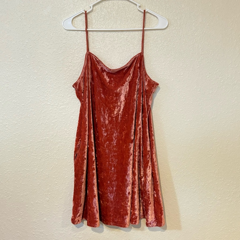 RVCA Velvet Mini Dress in Rust